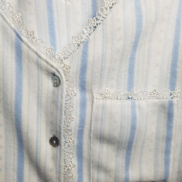 Eileen West Pastel Blue Lace Trim Cottagecore Women's Flannel Pajamas Sz 2X - Picture 5 of 11